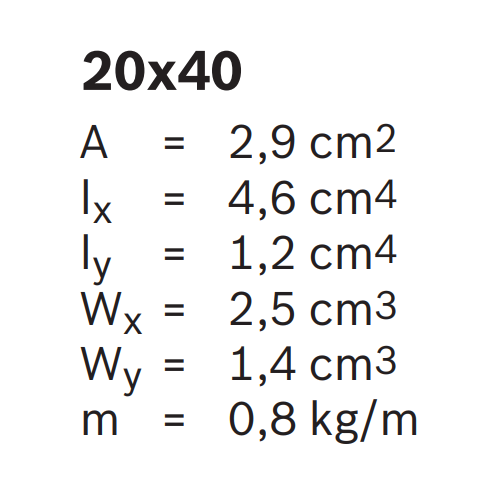 Hliníkový, konstrukční profil, 3842992891, 20x40, Řezaný profil