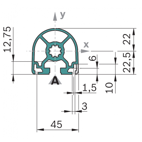 Hliníkový, konstrukční profil, 3842992945, 45x45 HR, Celá tyč