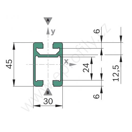 Profil - kolejnice, 3842992946, 30x45C, Řezaný profil