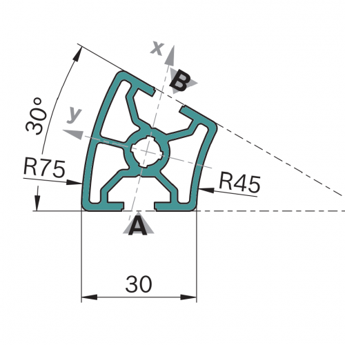 Hliníkový, konstrukční profil, 3842993010, 30x30°, Celá tyč