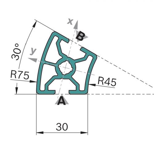 Hliníkový, konstrukční profil, 3842993010, 30x30°, Řezaný profil