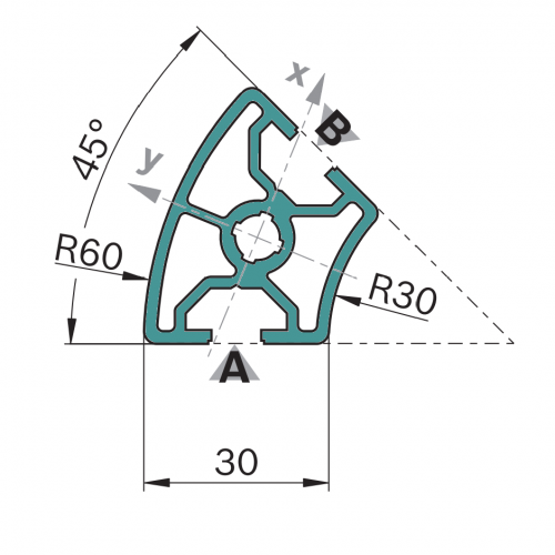 Hliníkový, konstrukční profil, 3842993011, 30x45°, Celá tyč