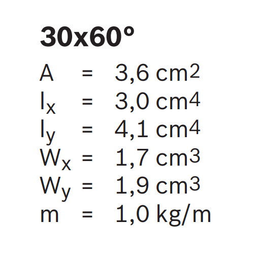 Hliníkový, konstrukční profil, 3842993012, 30x60°, Řezaný profil