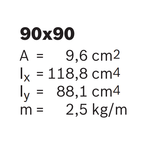 Hliníkový profil - materiálová šachta, 3842993072, 90x90, Celá tyč