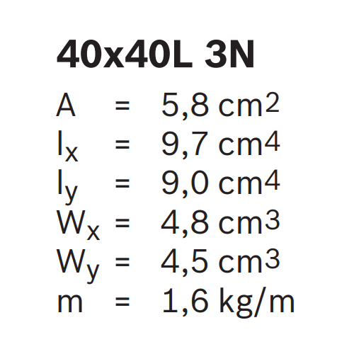 Hliníkový, konstrukční profil, 3842993191, 40x40L 3N, Celá tyč