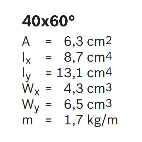 Hliníkový, konstrukční profil, 3842993198, 40x60°, Řezaný profil