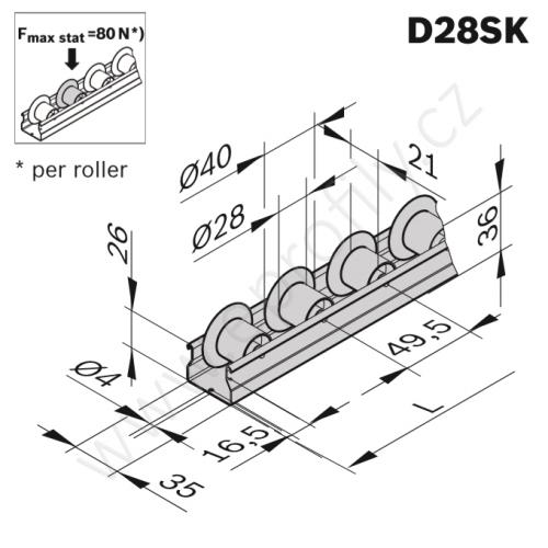 Rolnová dráha XLean, 3842993322, D28SK, Řezaný profil