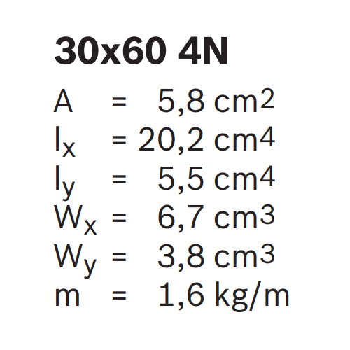 Hliníkový, konstrukční profil, 3842993420, 30x60 4N, Celá tyč