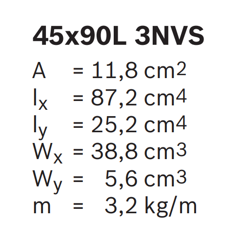 Hliníkový, konstrukční profil, 3842993635, 45x90L 3NVS, Celá tyč