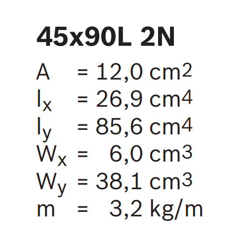 Hliníkový, konstrukční profil, 3842993644, 45x90L 2N, Celá tyč