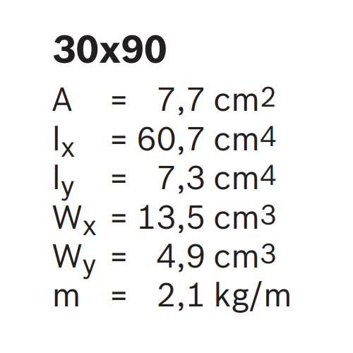 Hliníkový, konstrukční profil, 3842993762, 30x90, Řezaný profil