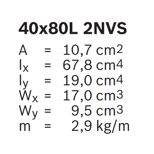 Hliníkový, konstrukční profil, 3842993767, 40x80L 2NVS, Celá tyč