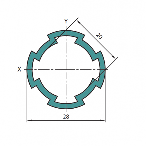 Hliníková konstrukční trubka ES, 3842996191, D28L, Celá tyč
