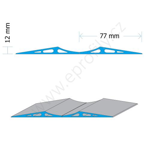 Blok parkovací podlahový aluminiový vysoký - vysoký, PAB-6060, 2x (12x77x6000), Celá tyč